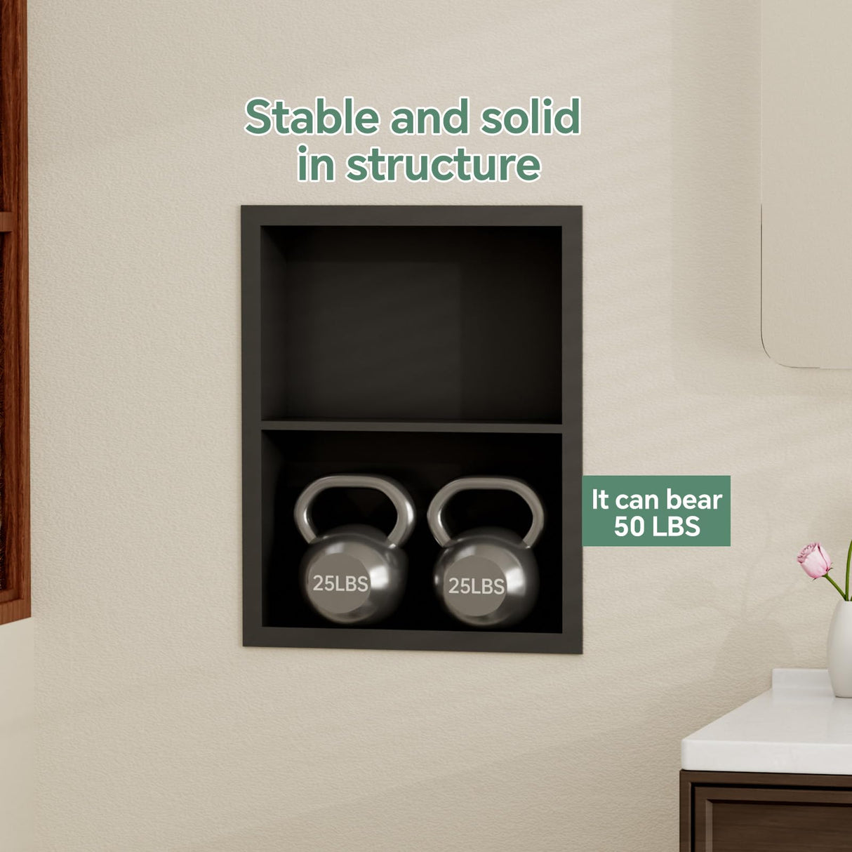 Giklux Stainless Steel Recessed Medicine Cabinet 14''*18'', Rust-Proof Metal Wall Niche, in Wall Shower Niche Shelf Insert Replacement, Recessed Medicine Cabinets for Drywall, Bathroom Storage, Black Giklux