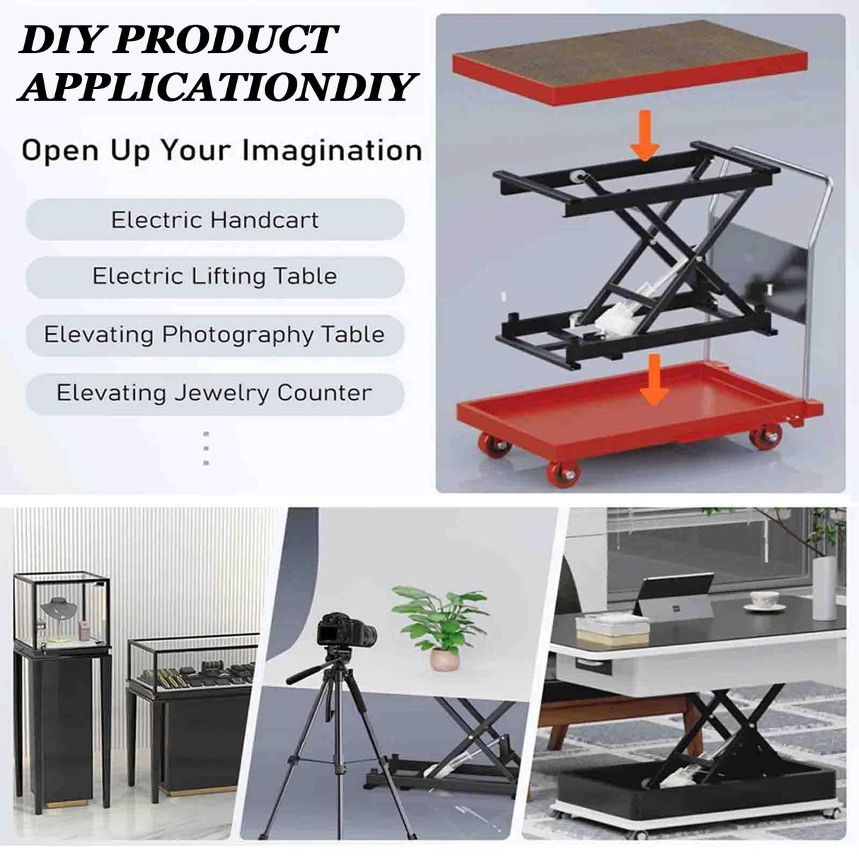 Coffee Table Lift,Electric Coffee Table Lift,Portable Smart Lift Top Coffee Table,Electric Scissor Lift Table with Remote Control,Height Adjustable,Easy to Carry,Wiredremotecontrol zxmeimm