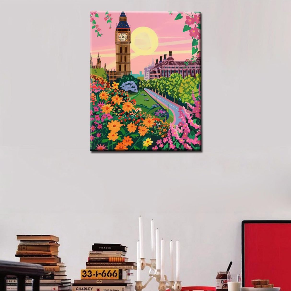 London Big Ben Scenery Oil Painting Paint by Number Kits 16 x 20 inch Canvas Abstract Famous Landscape DIY Oil Painting for Kids Students Adults Beginner with Brushes Acrylic Pigment(without Frame) Tucocoo