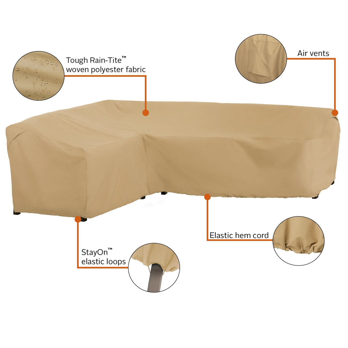 Classic Accessories Terrazzo Water-Resistant 104 Inch Patio Left-Facing Sectional Lounge Set Cover, Patio Furniture Covers Classic Accessories