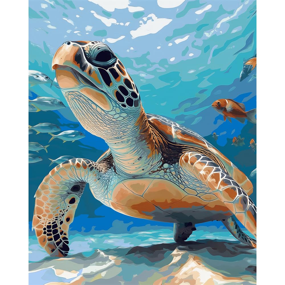 Natuyalo Paint by Numbers Kit for Adult - Adult Paint by Numbers Sea Turtle, Frameless Beginner Paint by Number Perfect Hobby for Relaxation 16x20 Inch Natuyalo