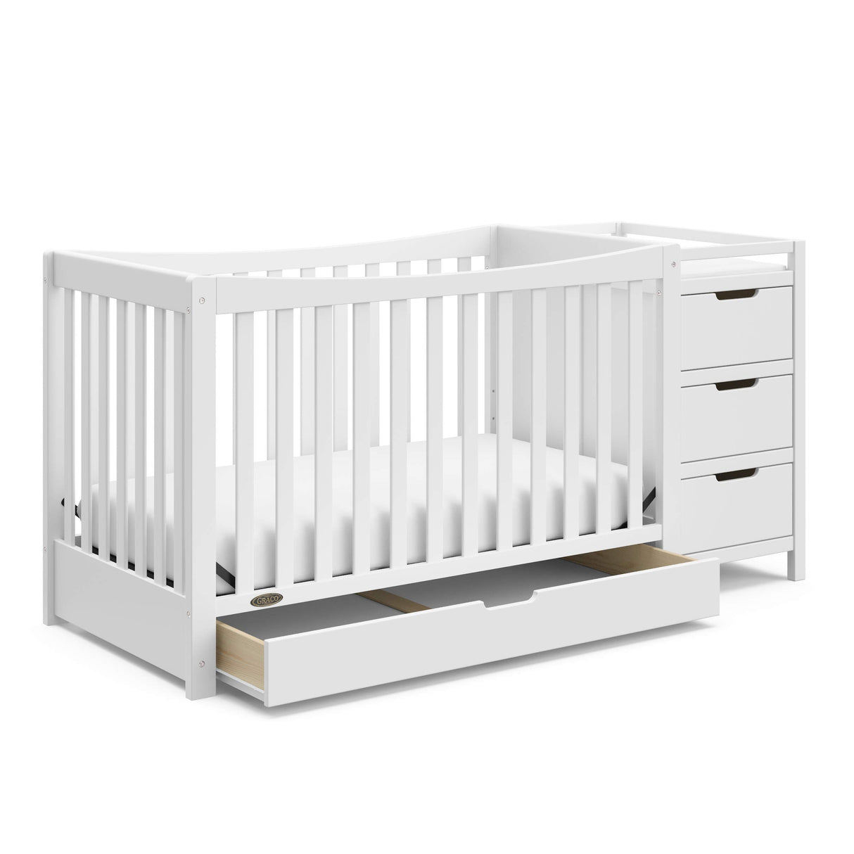 Graco Remi 4-In-1 Convertible Crib & Changer With Drawer (White) – GREENGUARD Gold Certified, Crib And Changing-Table Combo, Includes Changing Pad, Converts To Toddler Bed, Full-Size Bed Graco
