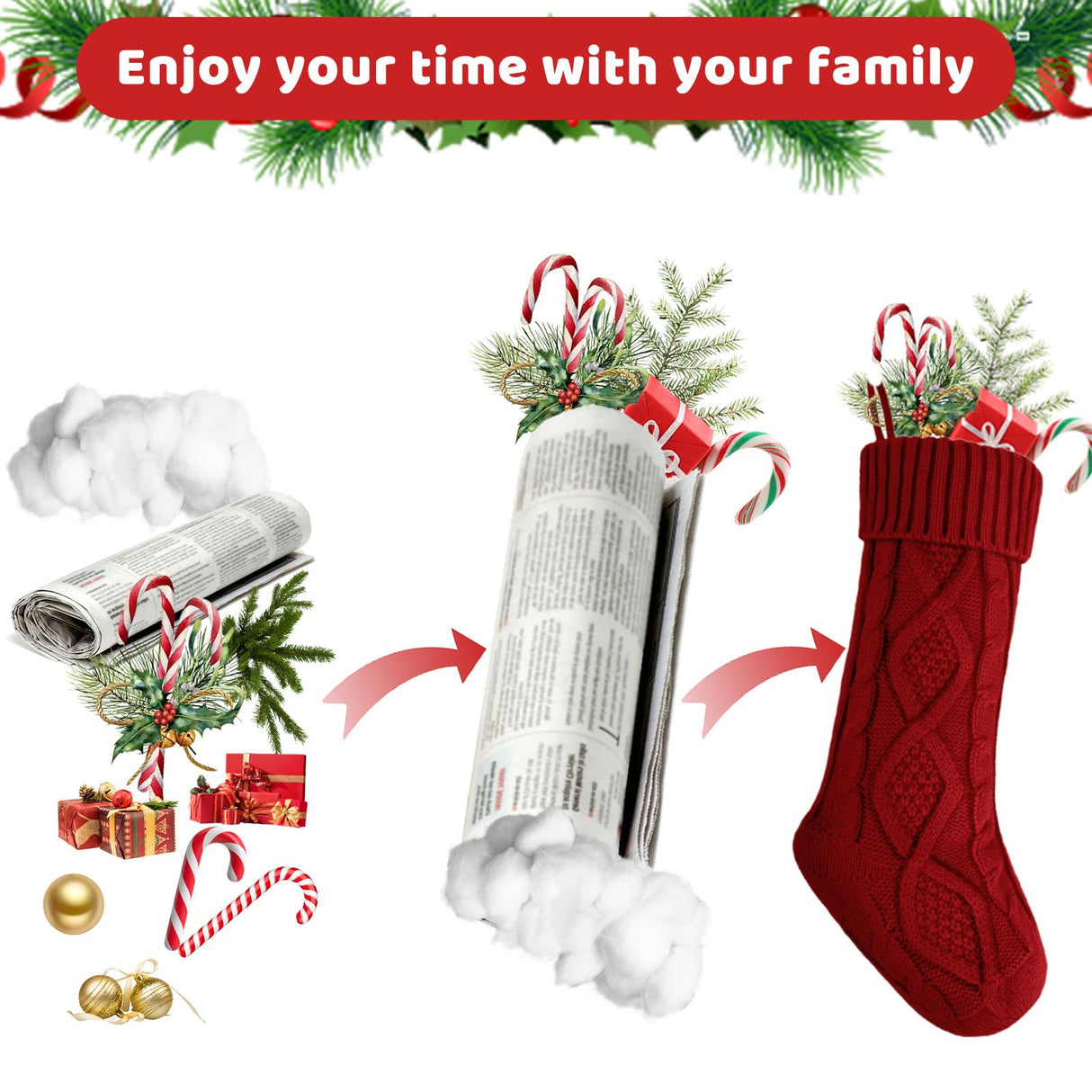 YOGINGO 2 Pack Christmas Stockings - Personalized Christmas Stockings, Large 18 Inches Christmas Stocking Hold All Surprises, Knitted Gift Stockings & Farmhouse Christmas Decor YOGINGO