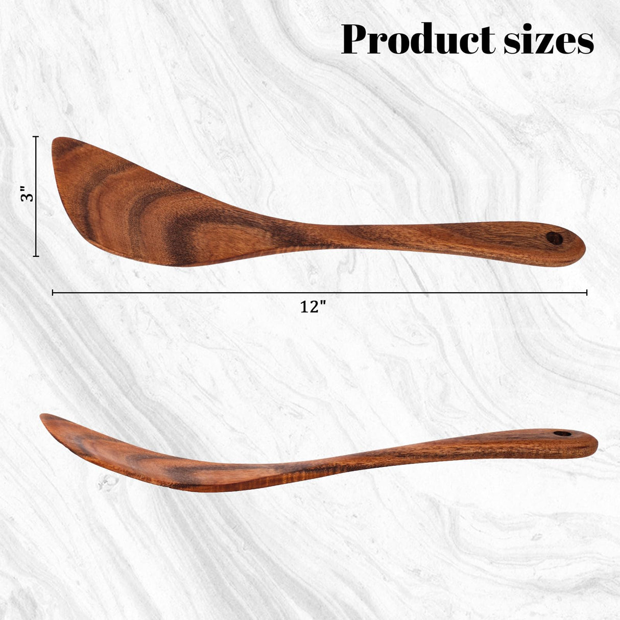 HANSGO Wooden Spatula, 12 Inch Wooden Spoons for Cooking Wood Spatula for RIGHT Hand Wooden Turner Flat Frying Spatula Wood Cooking Utensil for Kitchen HANSGO