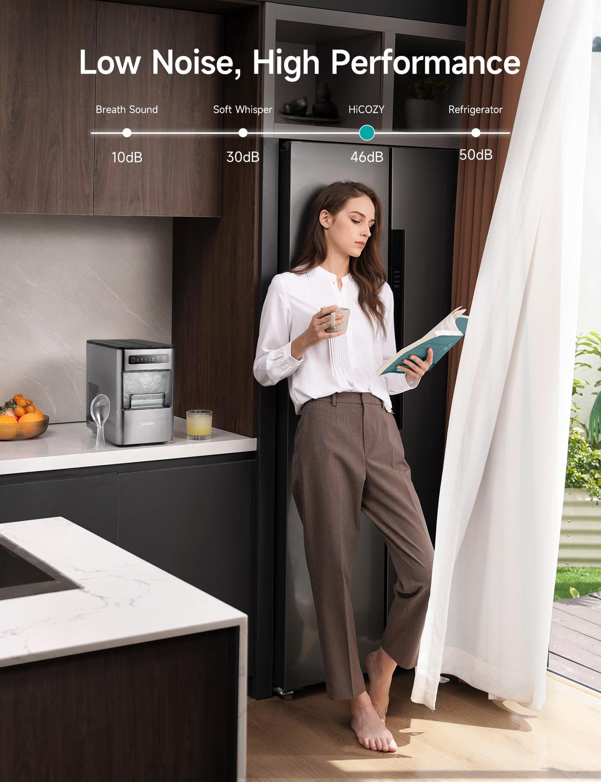 HiCOZY Ice Maker Countertop,Ice in 6 Mins, 24 lbs/Day, Portable & Compact Gift with Self-Cleaning,for Apartment/Under Cabinet/Kitchen/Office/Camping/RV/Home Bar (Light Black) Hicozy