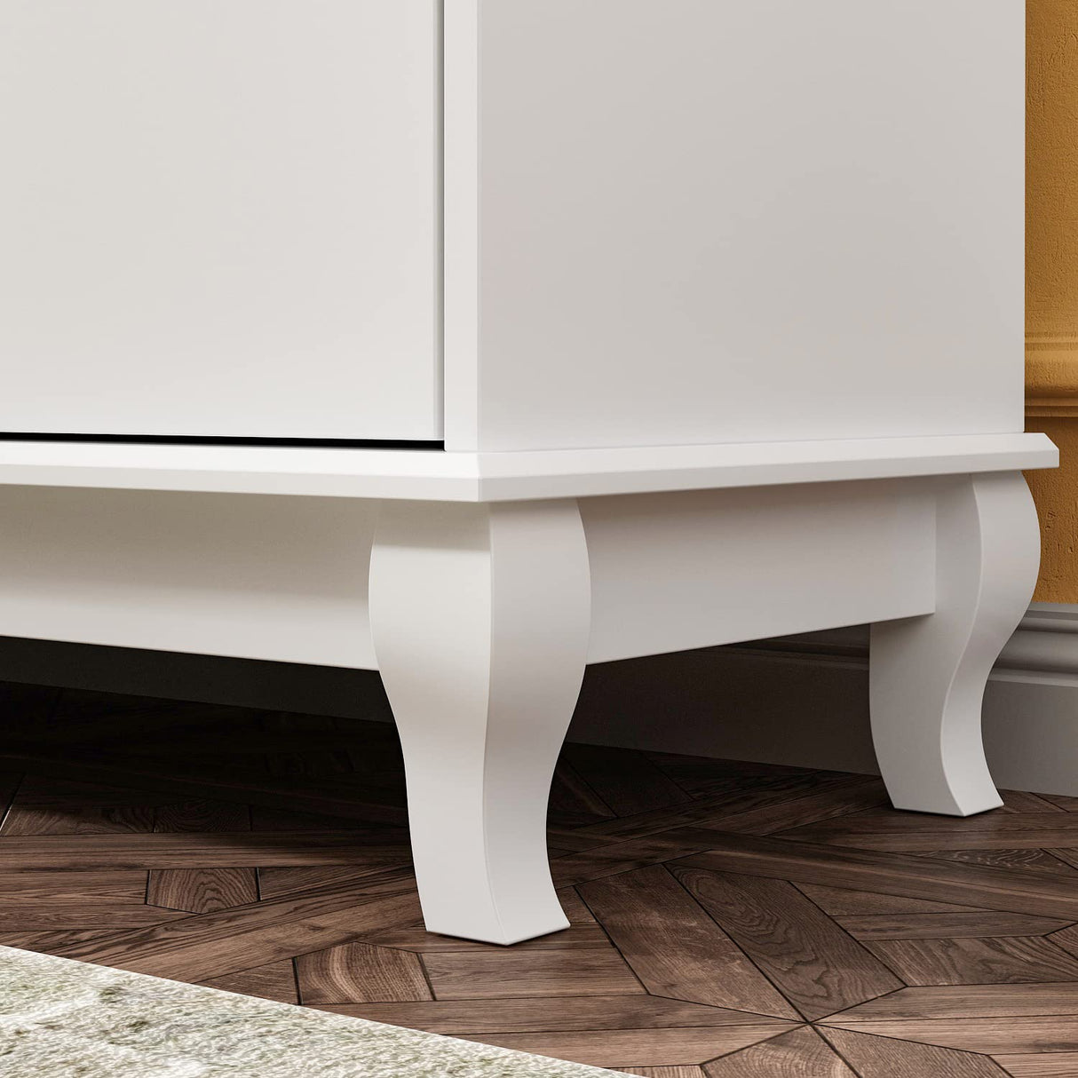 Homsee 10 Drawer Double Dresser with Stylish Carved Legs, Modern Wood Dresser Chest of Drawers with Large Storage Space for Bedroom, White (55.1”W x Homsee