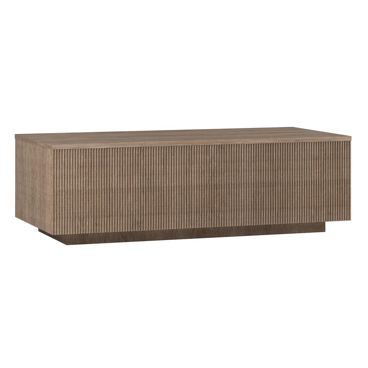 Henn&Hart 48" Fluted Rectangular Low-Profile Coffee Table for Living Room, Family Room, or Office, Antiqued Gray Oak Henn&Hart