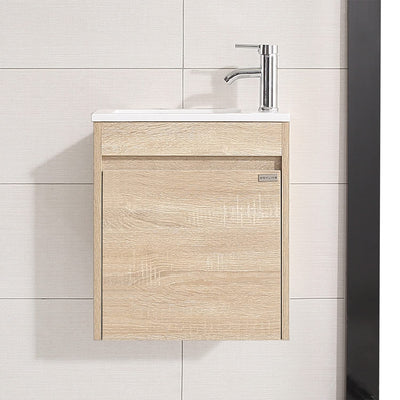 wonline 16" Single Sink Bathroom Vanity, Floating Modern Bathroom Vanity with Sink for Small Space