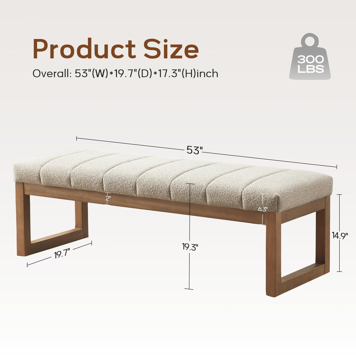 Zihanhome 52.7" Bedroom Bench for End of Bed, Modern Upholstered Teddy Fabric Entryway Bench & Dining Bench, Footrest Stool Bench with Solid Wood Frame for Bedroom, Living Room (Camel) Zihanhome