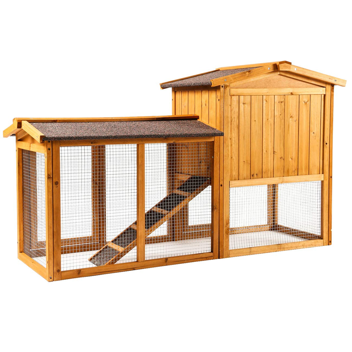 Ogrmar Chicken Coop Large Wooden Outdoor Bunny Rabbit Hutch Hen Cage with Ventilation Door, Removable Tray & Ramp Garden Backyard Pet House Chicken Nesting Box Ogrmar