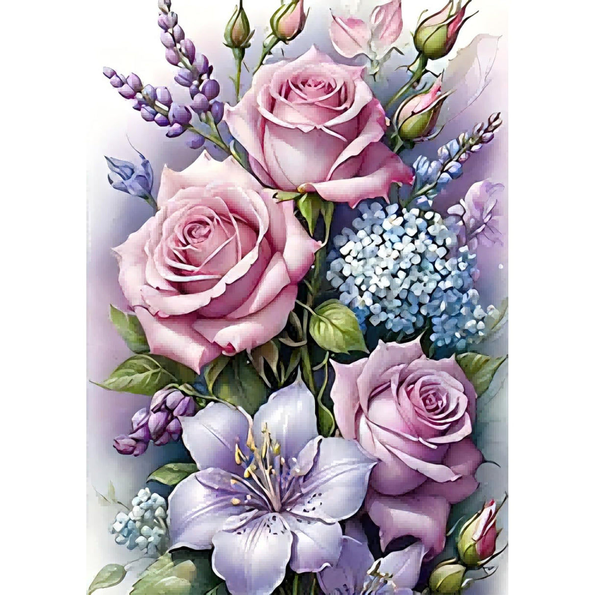 Auremi Diamond Painting Kits for Adults, Rose FlowerDiamond Art Kits Full Drill Diamond Paintings for Beginners 5D Round Flowers Diamonds Pictures Gem Art Painting Kits for Home Wall Decor 12x16 in Auremi