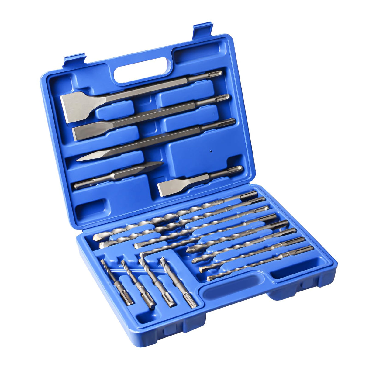 17Pcs Rotary Hammer Drill Bits and Chisel Set - SDS-Plus Carbide-Tipped Drill Bits and Chisels with Storage Case - Tools for Concrete Brick Stone and Other Masonry Construction Materials YOSIGHT