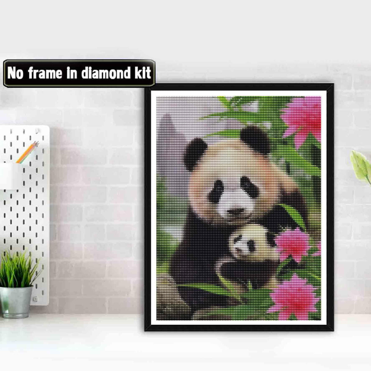 Bimkole 5D Diamond Art Kits for Adults Panda, Full Drill Flower Animals DIY Rhinestone Embroidery Set Paint with Diamonds Art by Number Kits Cross Stitch Home Wall Craft Decoration 12X16 Inch Bimkole