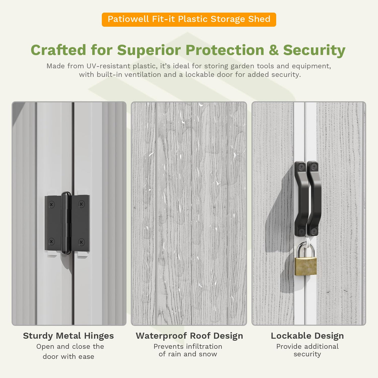 Patiowell 5 x 3 FT Plastic Outdoor Storage Shed, Resin Waterproof Cabinet with Stable Roof and Lockable Doors for Patio Furniture, Pool Accessories and Tools, White Patiowell