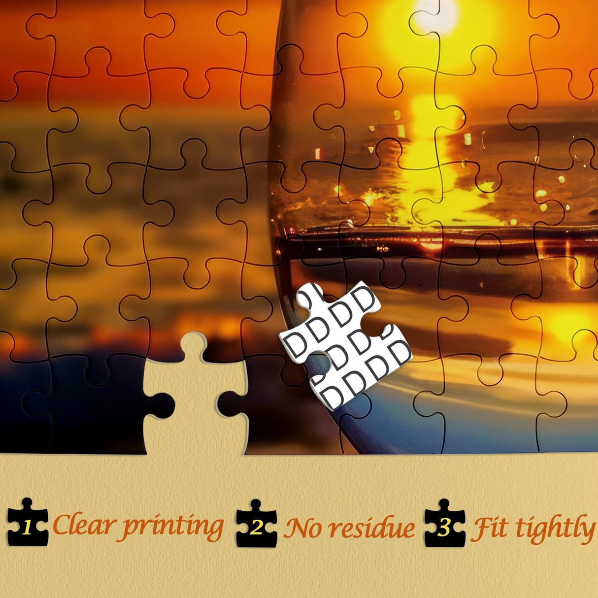 Beach Wine Sunset Puzzles for Adults 1000 Pieces, Ocean Art Landscape Jigsaw Puzzles, Pretty Beautiful Scene Puzzle IdeaBazar