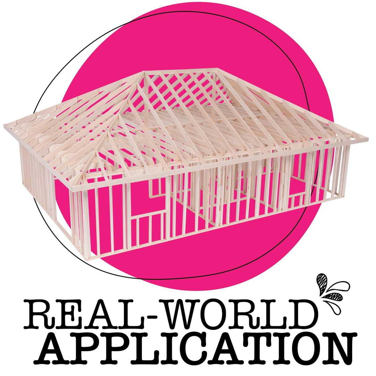 Pitsco Education True Scale House Framing Kit, Balsa Wood Model Home with Standard Two-Bedroom Layout and Truss or Hipped Roof, Dimensioned Lumber, DIY Model House Kit for Ages 14 and up Pitsco Education