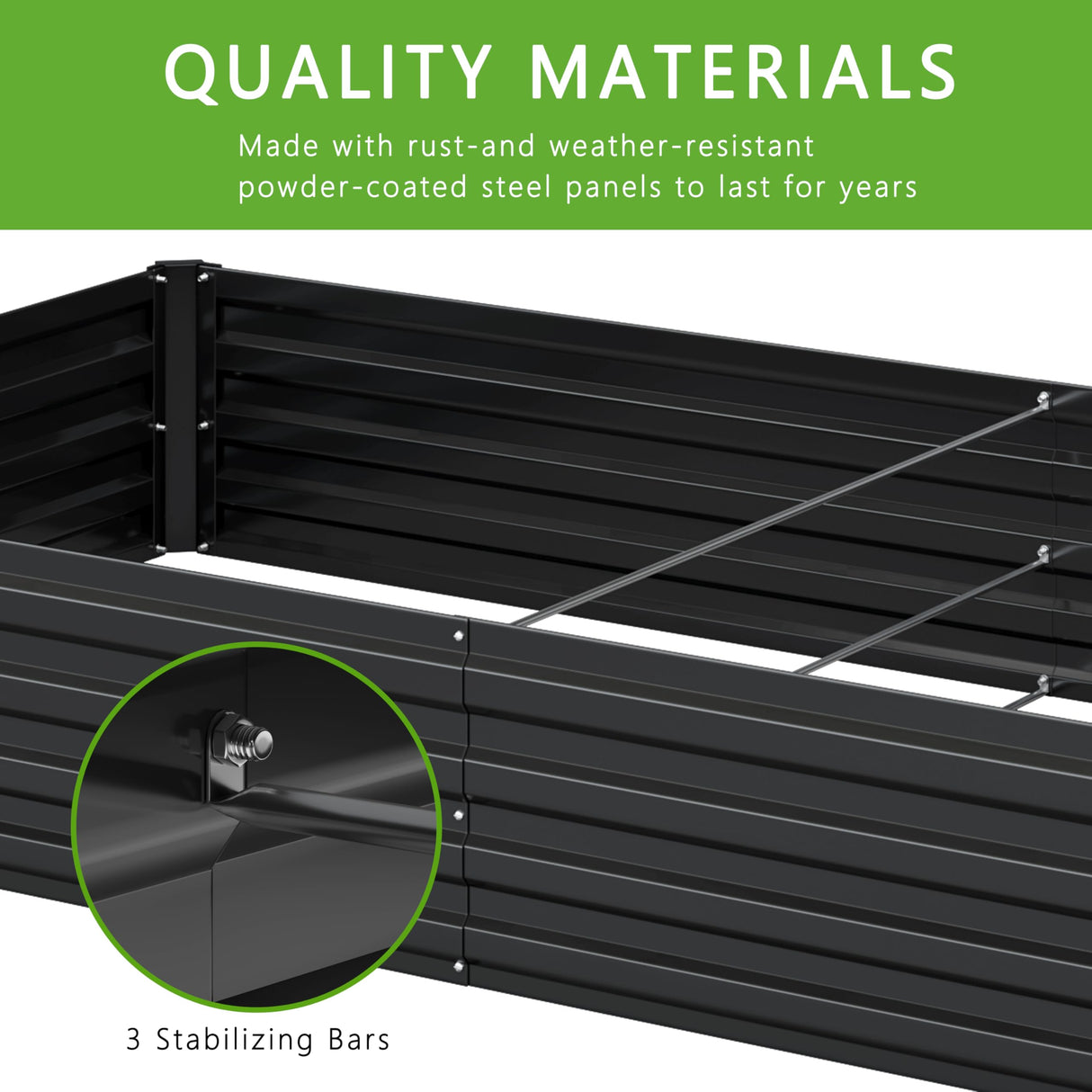 DIIYIV 2PCS 12x4x1FT Galvanized Raised Garden Bed Kit,Vegetable Boxes-Rectangle Metal Flower Box,Large Planter Raised Beds Outdoor Garden for Planting,Fruit,Herb-Black DIIYIV