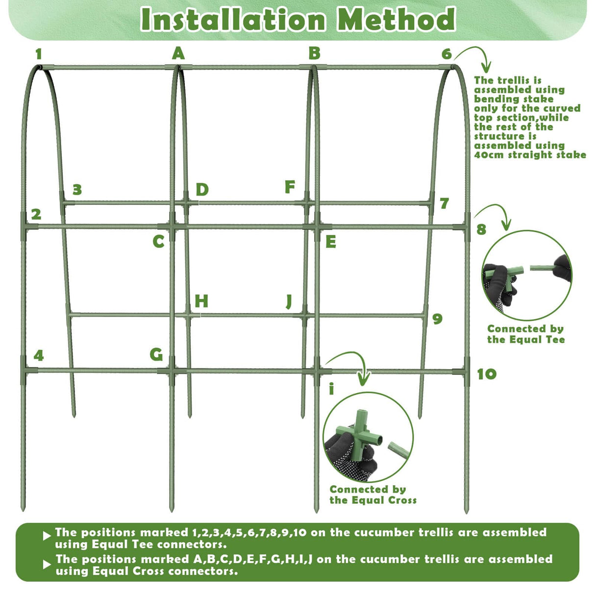 Cucumber Trellis for Raised Bed 65"×48", Garden Arch Trellis for Climbing Plants Outdoor, Metal Garden Trellis for Vegetables, Cucumber Trellis for Tomato, Bean, Pea, Grape, Plant, Squash Tetutor
