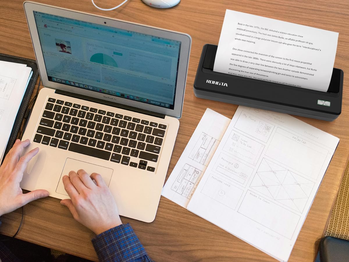 Rongta Portable Printer Wireless for Travel, Bluetooth Thermal Printer, 300DPI Inkless Support 8.5" X 11" US Letter Legal, A4 A5 Thermal Paper, Compatible with Android iOS Phone Laptops Rongta