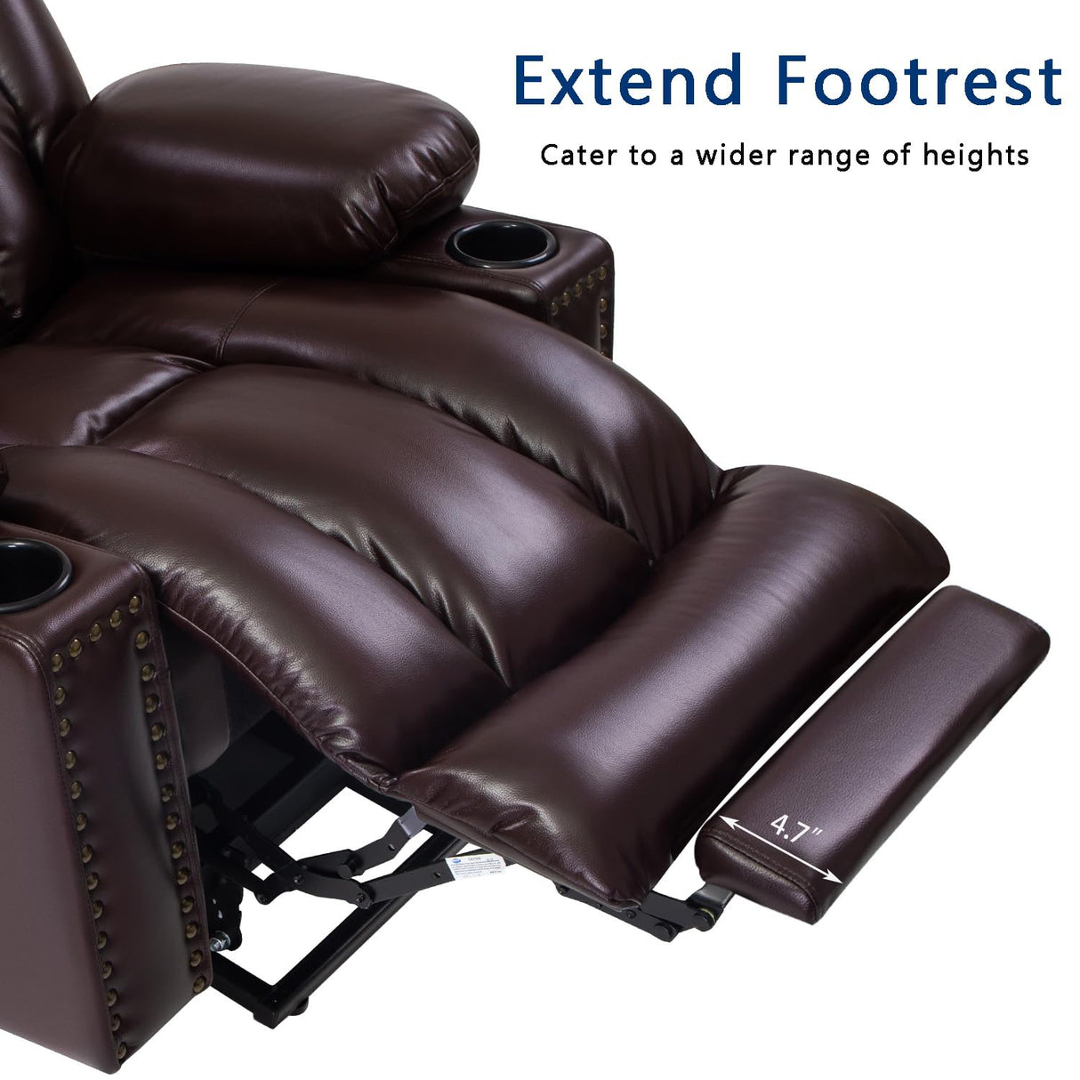 Large Power Lift Chairs Recliners for Elderly with Heated and Massage, Overstuffed Adjustable Lift Chairs, 3 Positions, Breathable Leather, USB-A and USB-C, Cup Holder, Side Pocket Dark Brown Cfvyne