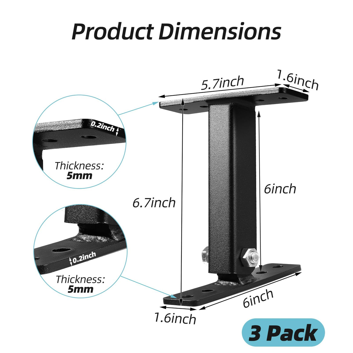 TOPTGO 3 Pack Roof Riser Brackets Kit,Patio Roof Riser,Pergola Roof Riser Beam Brackets,Adjustable Heavy Duty Pergola Roof Brackets for Wood Patio Cover Pergola Gazebo TOPTGO