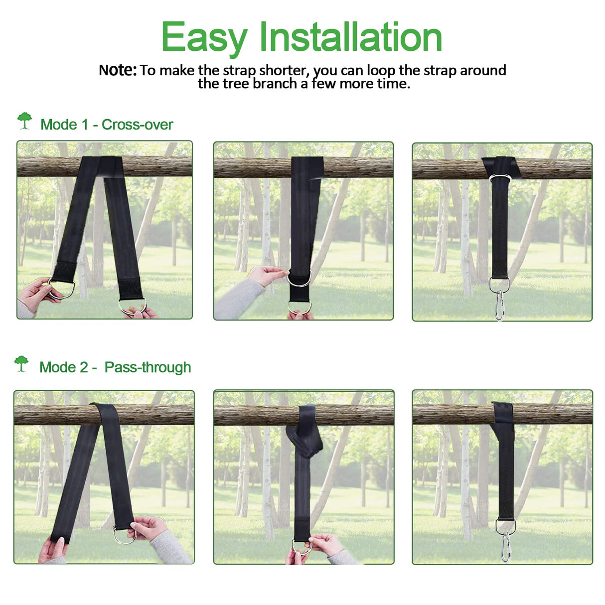 Werfeito Extra Long Tree Swing Straps, 3FT/8FT/10FT/20FT/30FT Tree Swing Hanging Straps Kit Holds 5000 lbs with Tree Protector, Heavy Duty Carabiner and Swivel Perfect for Swings & Hammocks (20 FT) Werfeito