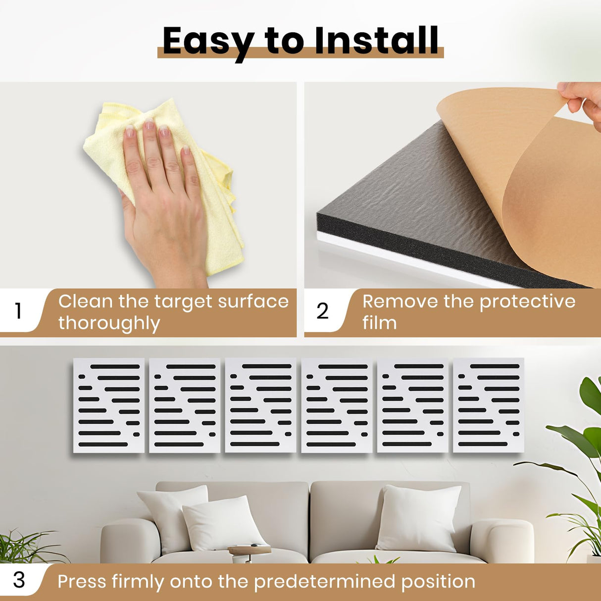 6-Pack Dual-Layer Acoustic Panels, 35.4" x 31.5" x 1.14" Professional Sound Absorption Panels, 2-in-1 Design with Polyester & Foam Layers, Self-adhesive Wall Panels for Studio Home Theater Office QUEENLINK