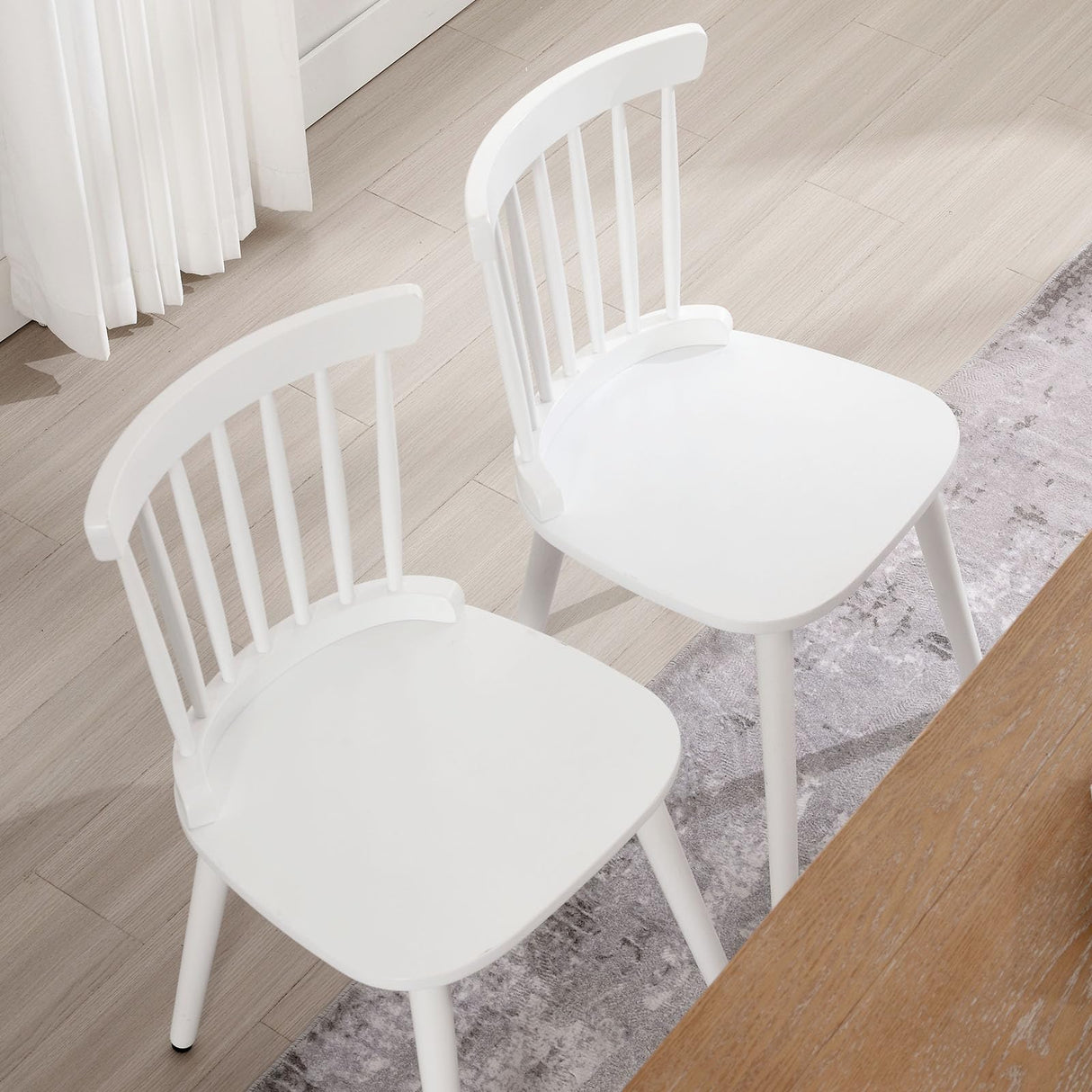 White Dining Chairs Set of 2 Windsor Chairs Farmhouse Spindle Back Wood Dining Room Chair Mid-Century Modern Armless Kitchen Side Chairs for Dining Room, Dinner, Restaurant, Sillas de Comedor RêveLife