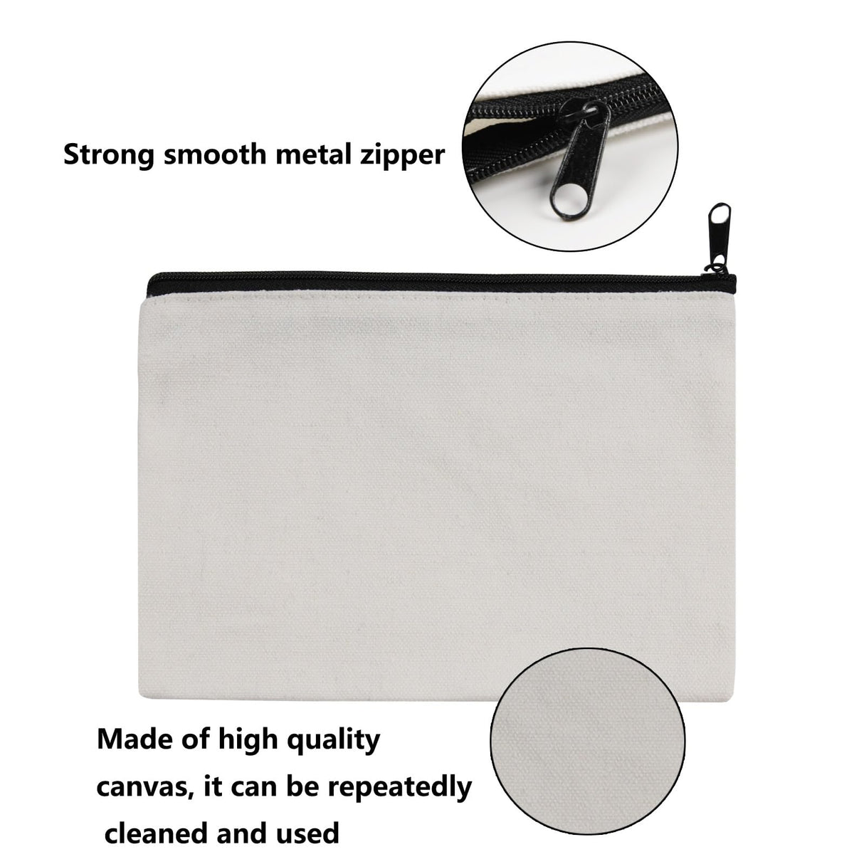 15 pcs Sublimation Blanks Makeup Bags Bulk, Black Zipper Canvas Pencil Bag,Polyester Tote Bags for Sublimation DIY Craft OKBA