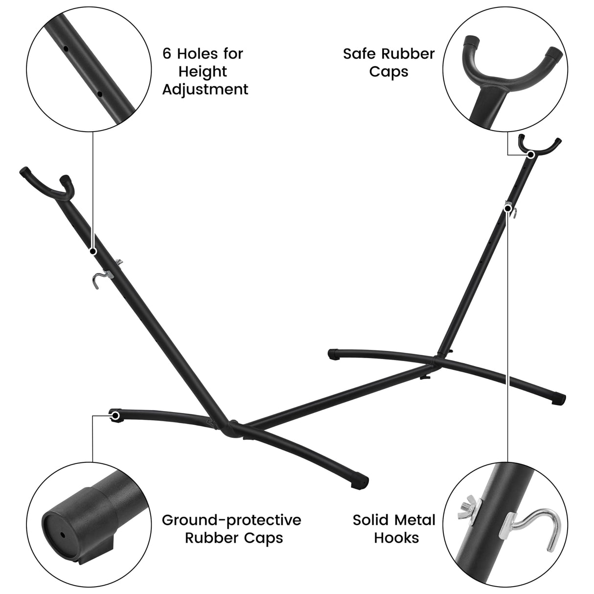Yaheetech Double Hammock w/Stand, 2-People Hammock & Stand Set w/Storage Bag & Carrying Bag, Outdoor/Indoor Heavy-Duty Portable Hammock, 450LB Capacity - Desert Stripe Yaheetech