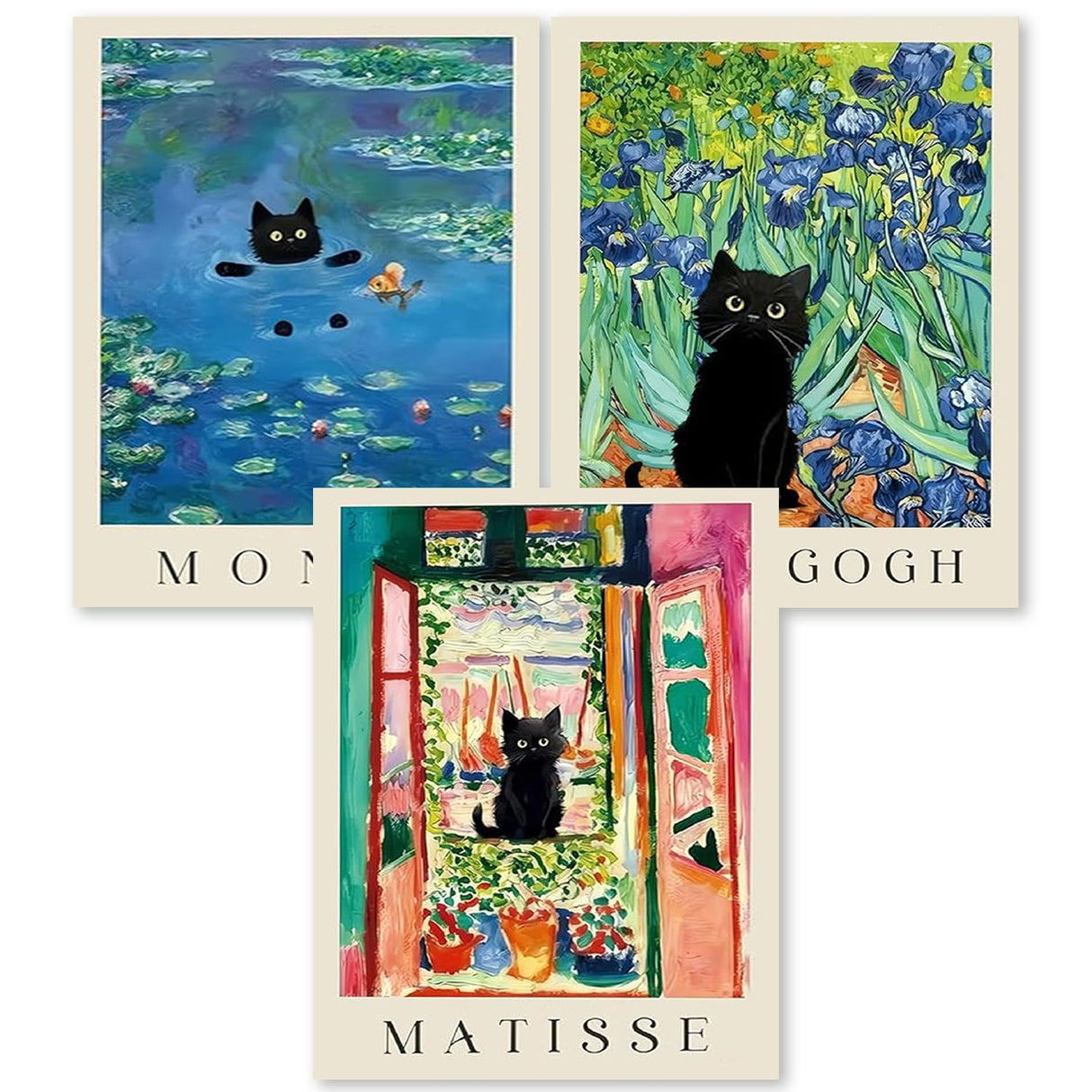 3 Pack Cat Diamond Art Kits for Adults Beginner,DIY Modern Diamond Painting 5D Round Full Drill Diamond Dots Gem Art Crafts with Tools,Funny Crafts for Home Wall Decor&Gift-12x16in KICHANG