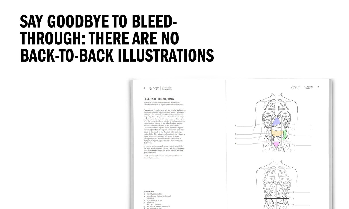 Anatomy Coloring Book with 450+ Realistic Medical Illustrations with Quizzes for Each (Kaplan Test Prep) WoodArtSupply