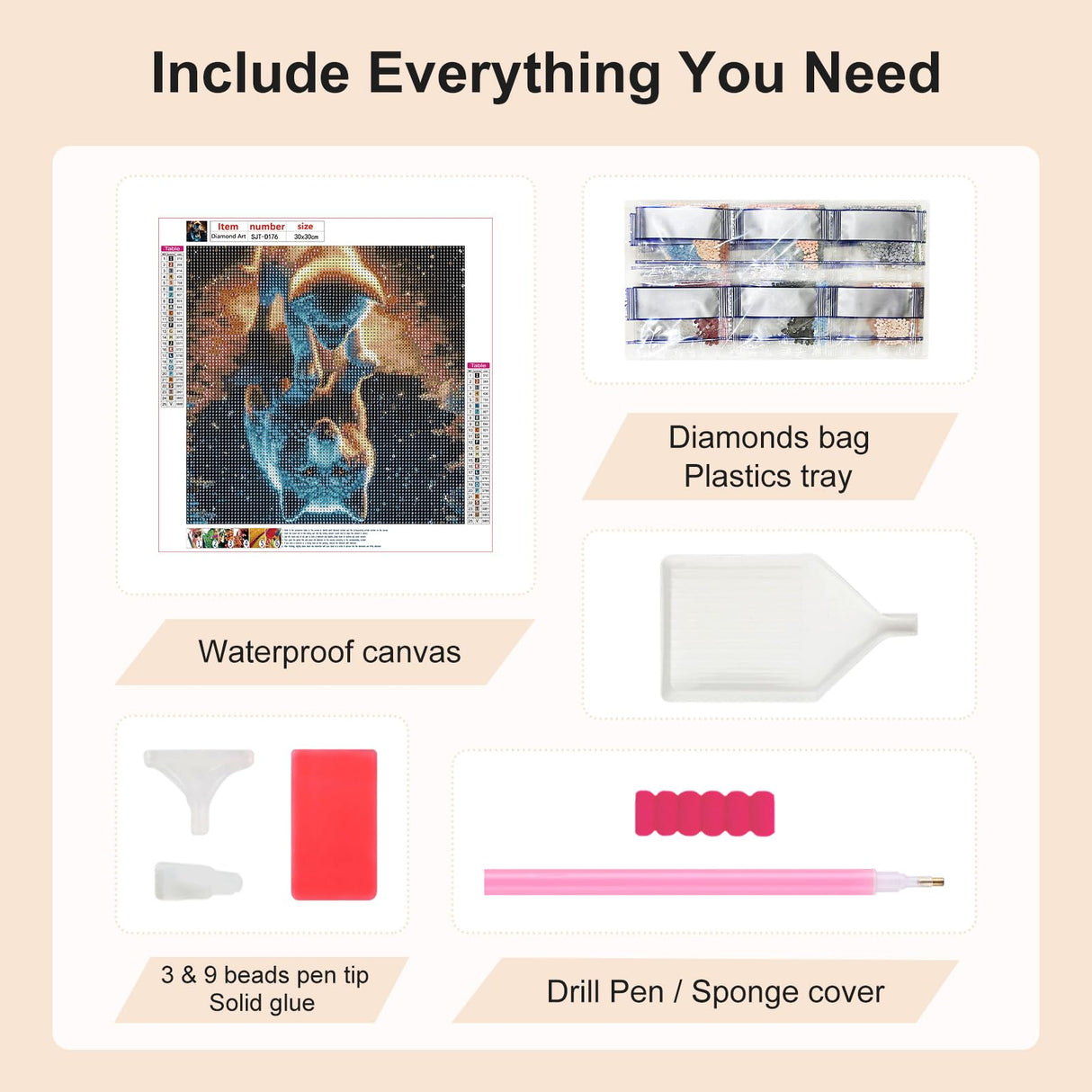 SJUTOUCI Dog and Wolf Diamond Painting Kits for Adults, Diamond Art Kits for Beginners, 5D Round Diamond Dots Gem Art Craft for Home Wall Decor 12x12 inch, Animals SJUTOUCI