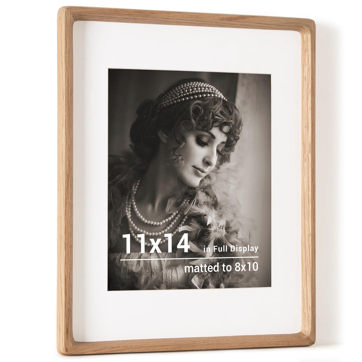 11x14 Picture Frame, USA-Sourced Oak Wood Photo Frame with HD Tempered Glass, Handcrafted Rounded Corner 11 x 14 Wooden Frame Matted to 8x10 Photos, 11x14 frame, Horizontal or Vertical Wall Display Fun Memories