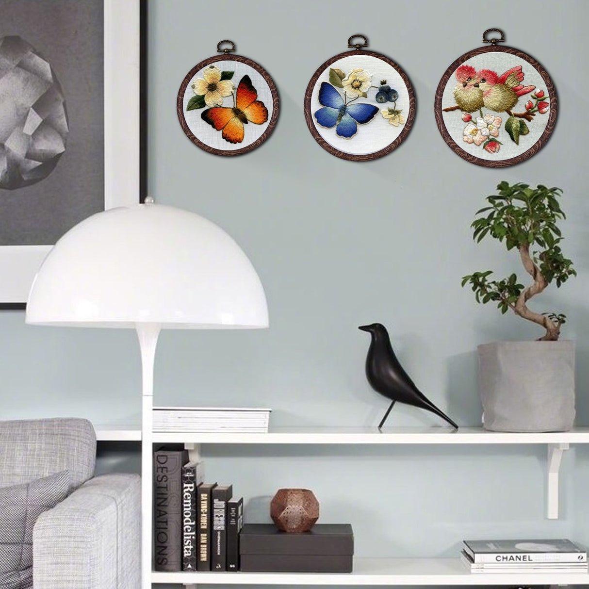 joybest 4 Pcs Embroidery Hoops Set Cross Stitch Hoop Ring Imitated Wood Display Frame-Circle and Oval Hand Embroidery Kits for Art Craft Sewing (Imitated Wood) joybest