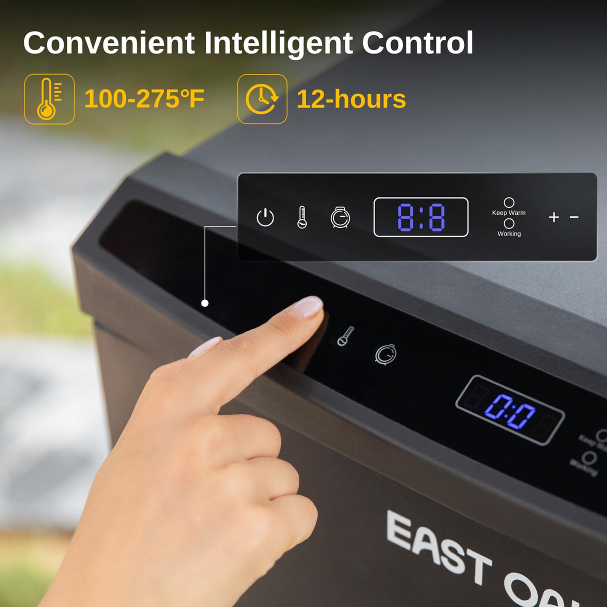 EAST OAK 30-inch Electric Smoker, Outdoor Smoker with Convenient Side Wood Chip Loader, 725 Sq Inches of Cooking, Digital Control and 4 Removable Racks for Outdoor Kitchen, BBQ, Backyard, Black EAST OAK