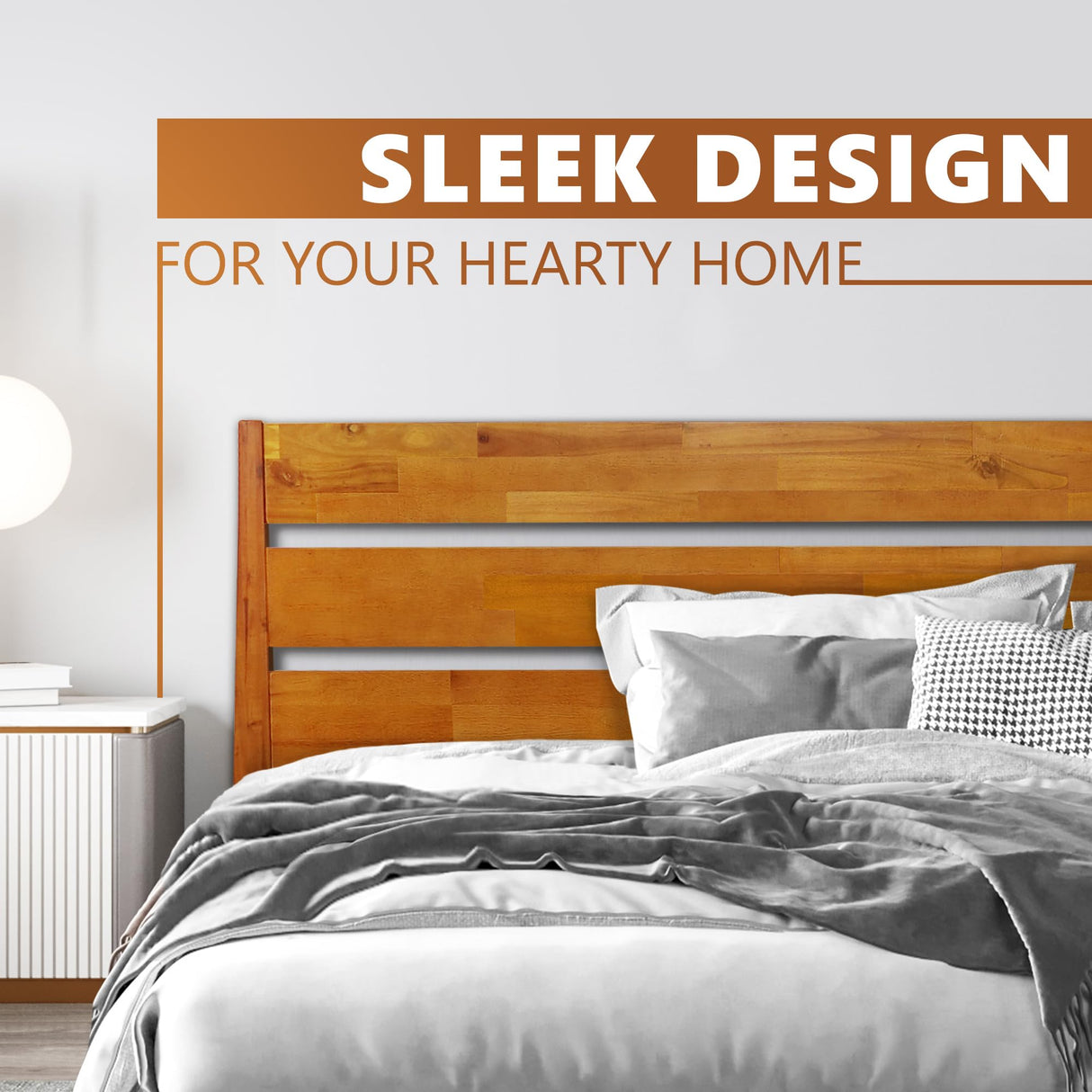 Acacia Wood King Size Bed Frame with Artistic Headboard - Contemporary Solid Platform Design in Caramel A ACACIA FURNITURE