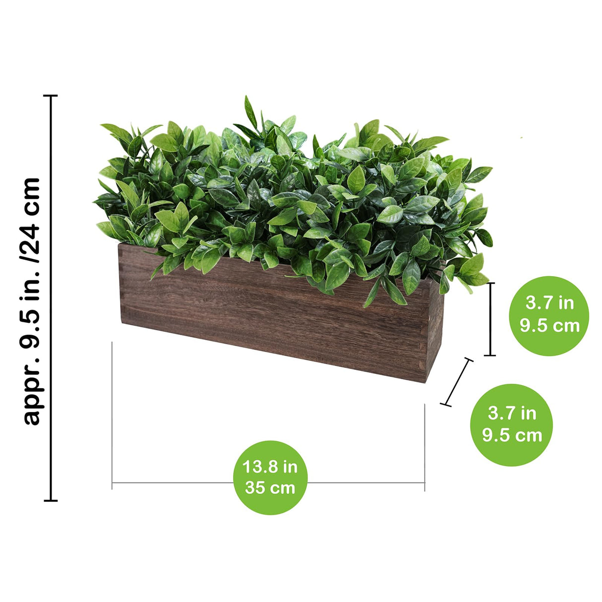Winlyn 14" Artificial Boxwood Plants in Rectangular Wood Planter Farmhouse Greenery Arrangement Centerpiece Faux Potted Herb Plant for Wedding Dining Room Table Kitchen Windowsill Mantel Shelf Décor Winlyn