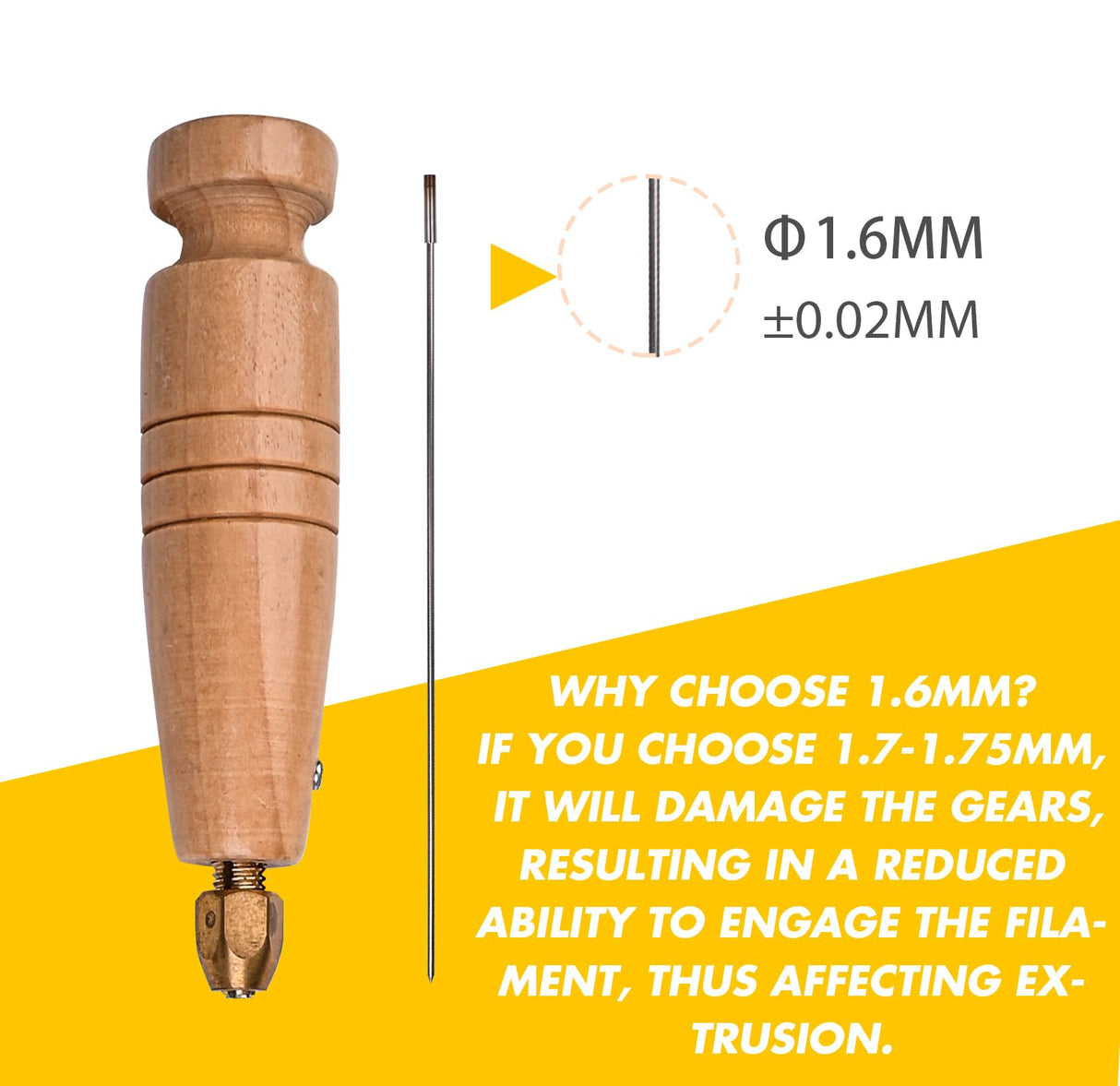 Asbrot 3P - Poke Pin Pusher, 3D Printer Cleaning Filament Clog Tool, Must-have for Printing Clogged Extruder, Hotend, Heatsink, Throats, Nozzles, Diameter 1.6mm, Length 160mm, Maintenance Kit, Cleaner Asbrot