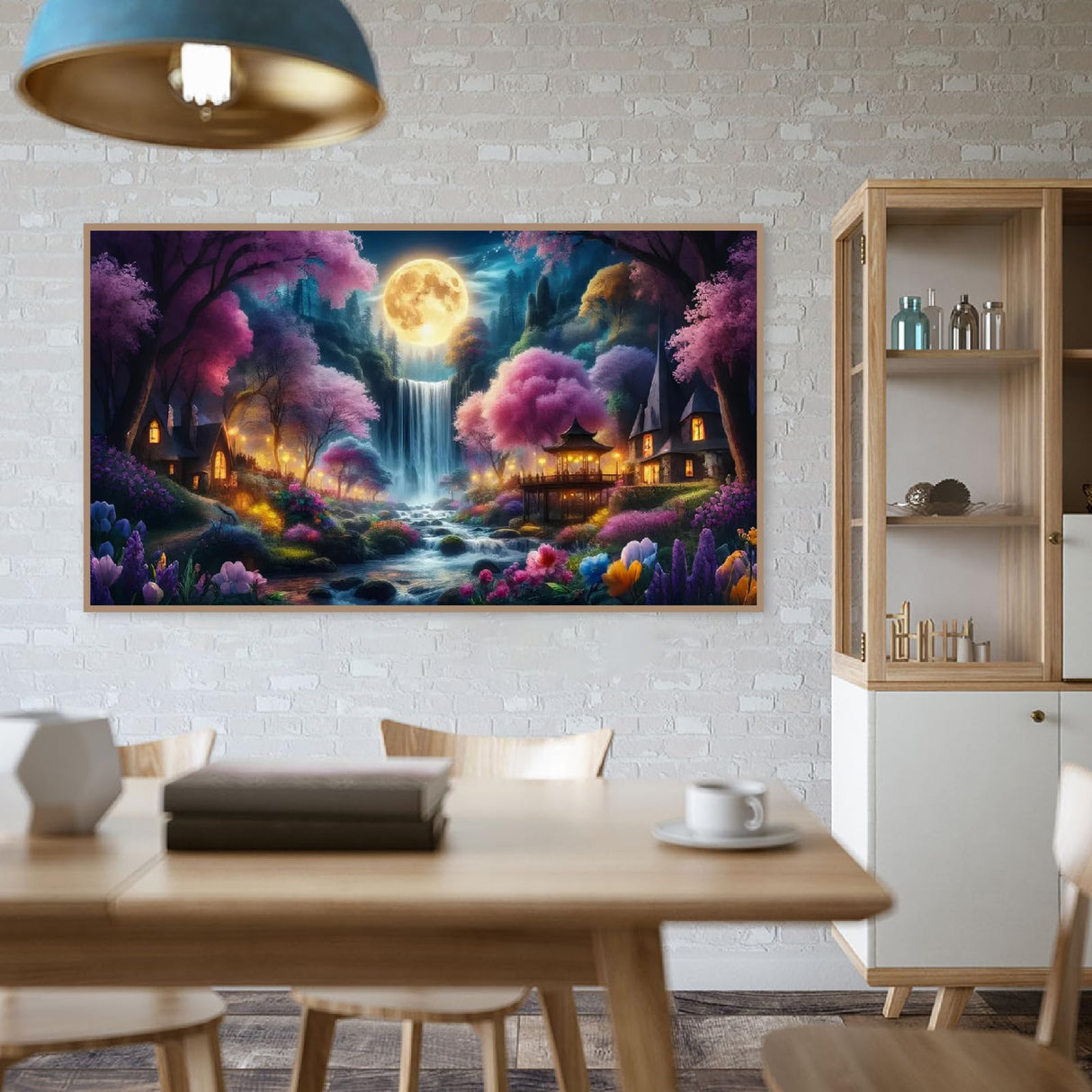 5D Large Diamond Painting,Fantasy Large Diamond Art Kits for Adults,DIY Full Drill Crystal Rhinestone Arts and Crafts,Waterfall mountain Art Painting with Diamond Home Wall Decor 27.5 X 15.7inch pchmcu