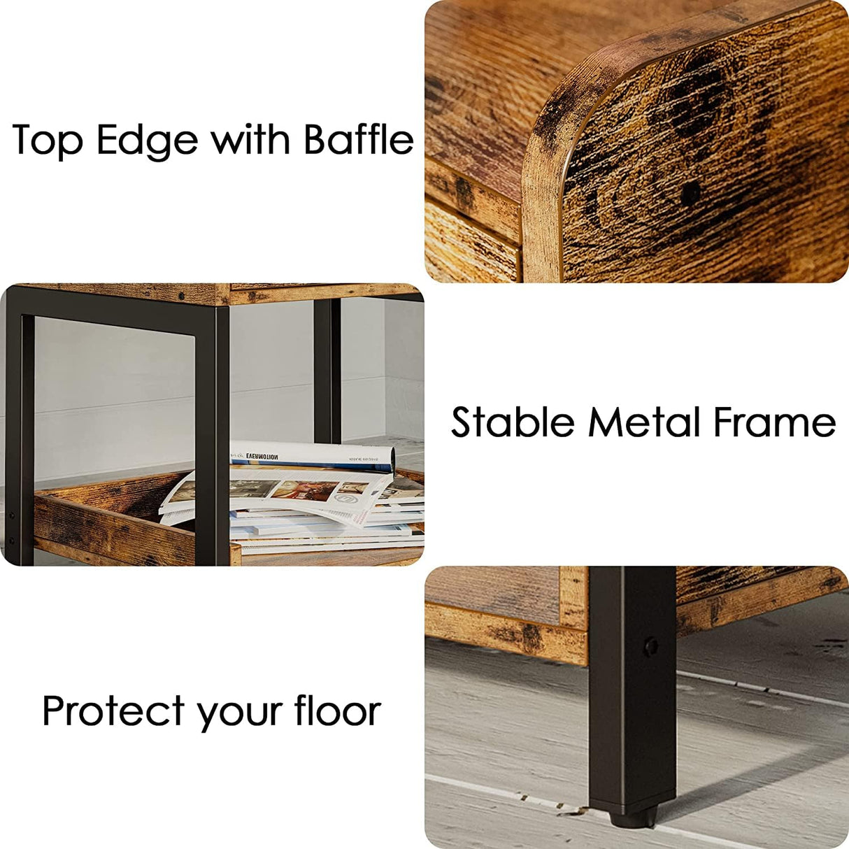 LIKIMIO Nightstand, Set of 2 Bedside Table with Charging Station, Small End Table with Storage Drawer and Shelf for Bedroom and Living Room, Easy Assembly, Stable and Sturdy, Vintage Brown LIKIMIO