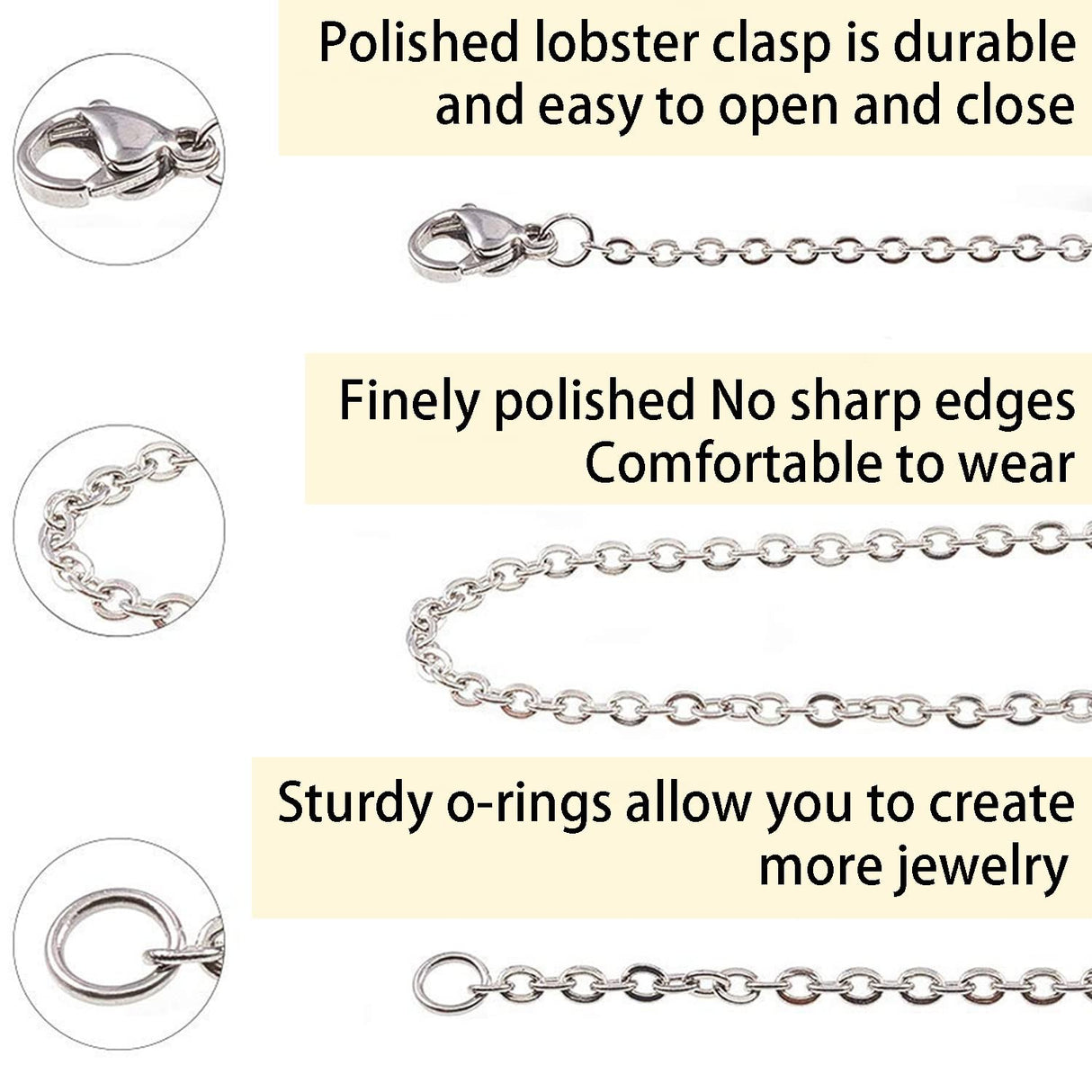 Jishi Chains Jewelry Making Supplies, 60ft Cable Link Chains for Making Jewelry Necklace Earring Bracelet Findings DIY Craft Kit for Adults, 6-Color 2mm Gold Silver Copper Plated Metal Link Rolls Bulk Jishi