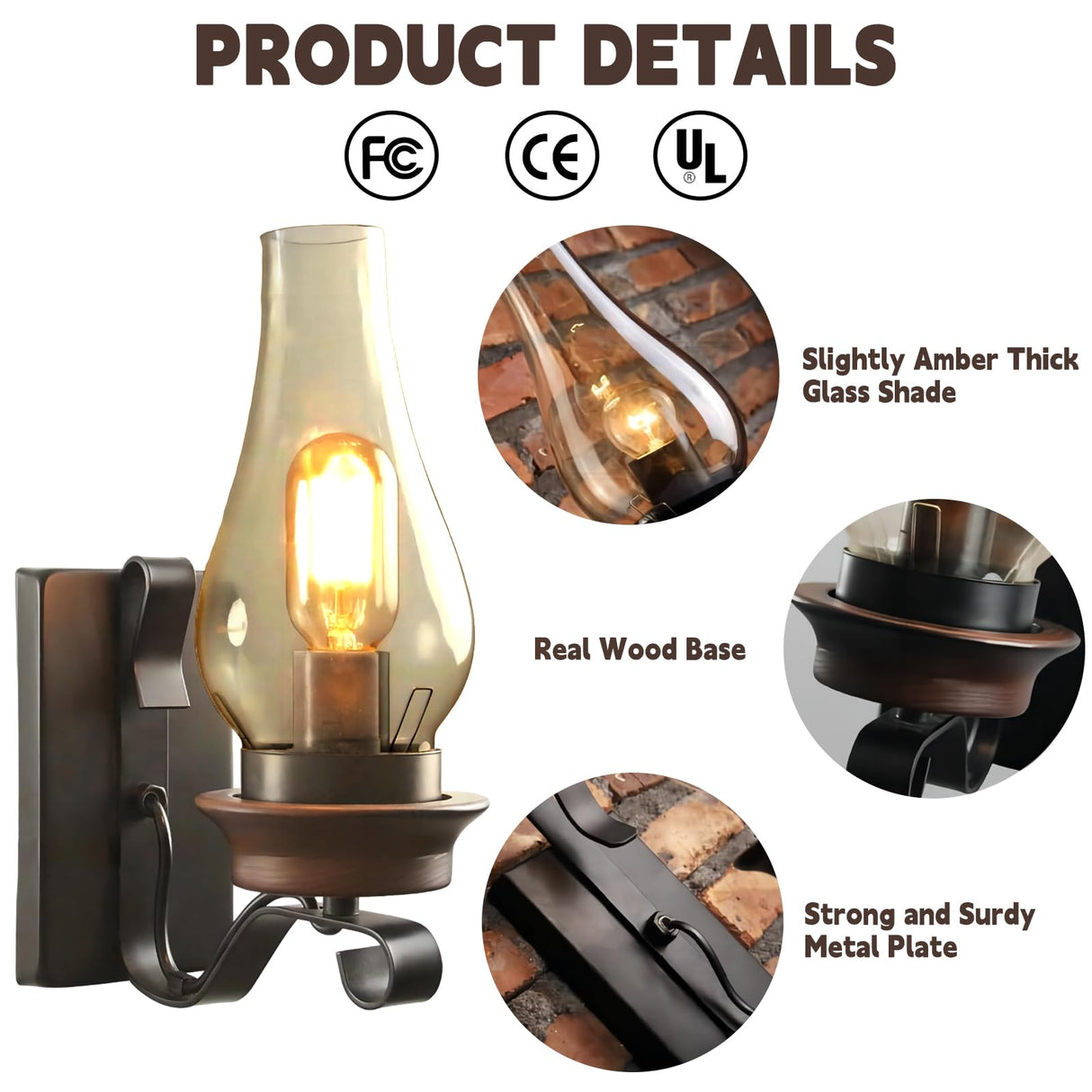 LightInTheBox Rustic Wall Sconce Vintage Farmhouse Wall Light Fixtures Industrial Glass Wall Lamp for Cabin Bedroom Living Room Hallway Fireplace (2PCS) LightInTheBox