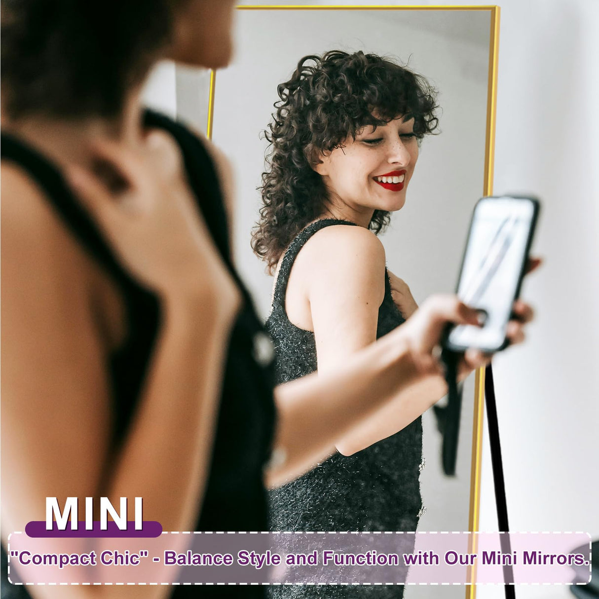 HIGREENA Full Length Mirror, 56"x20" Full Body Mirror, Floor Mirror with Aluminum Alloy Frame, Free Standing Mirror, Mirror Full Length Hanging or Leaning Against Wall, Gold HIGREENA