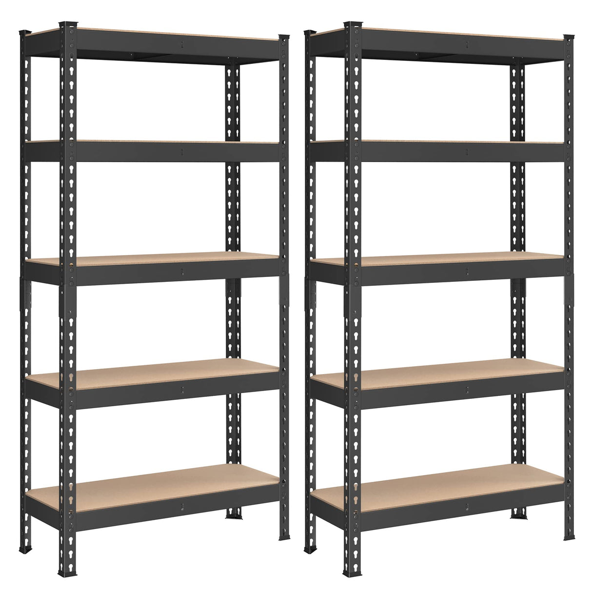 SONGMICS 5-Tier Storage Shelves, Set of 2 Garage Storage, Boltless Assembly, Adjustable Shelving Units, 11.8 x 29.5 x 59.1 Inches, Load 1929 lb Each, Shed Warehouse Basement, Black UGLR300B02 SONGMICS