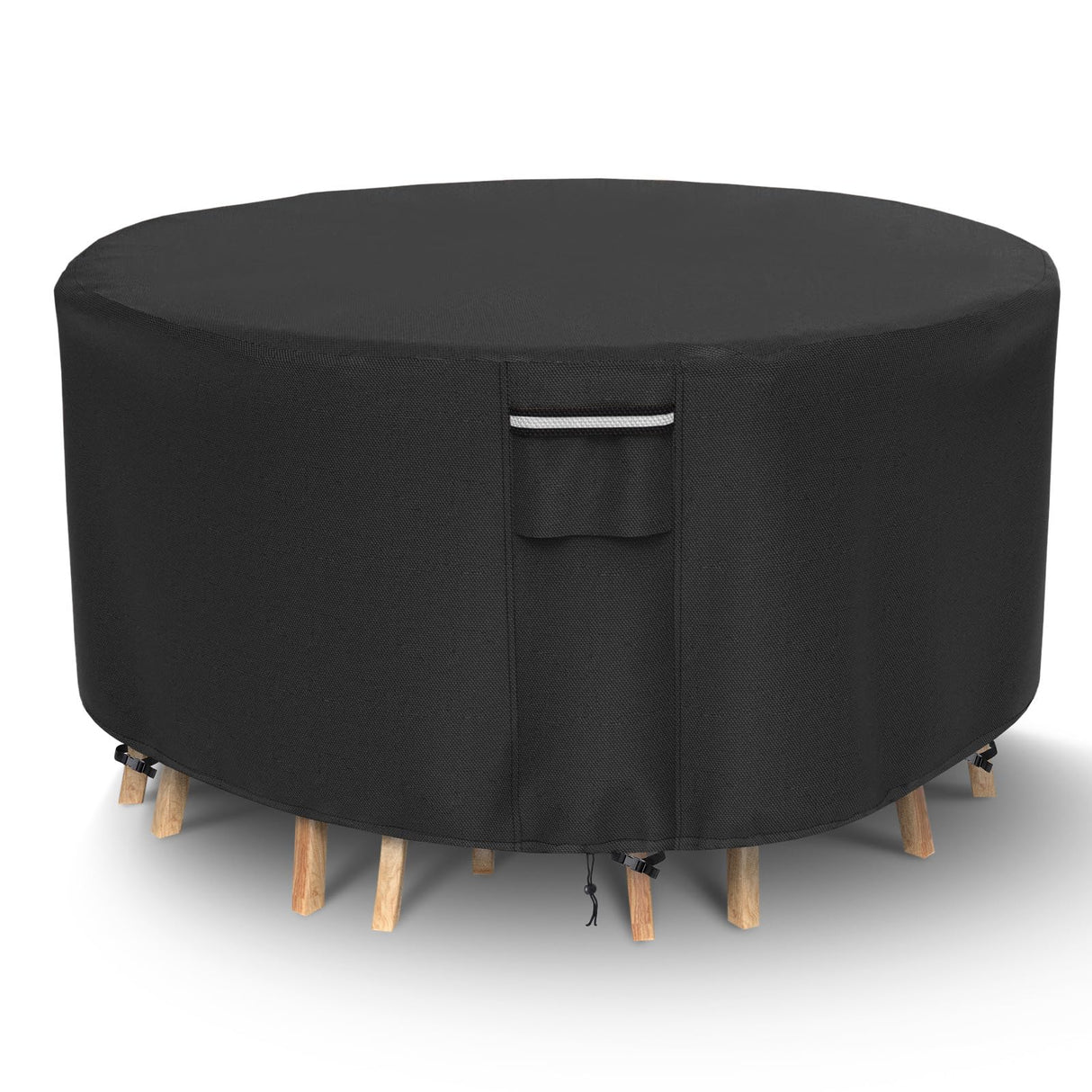 Patio Furniture Covers Waterproof, Round Outdoor Furniture Cover, 500D Heavy Duty Patio Table & 6 Chairs Set Cover, All Weather Protection Covers for Outdoor Table Set, 84" Dia x 28" H -Black NYFITY