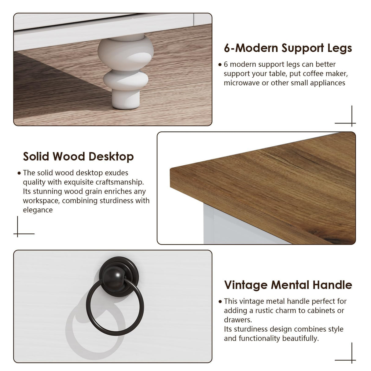 4 EVER WINNER Buffet Cabinet with Storage, 55" Sideboard Buffet Cabinet with 2 Drawers and 4 Doors, Modern Farmhouse Coffee Bar Cabinets, Wood Buffet Table for Kitchen, Dining Room, White 4 EVER WINNER