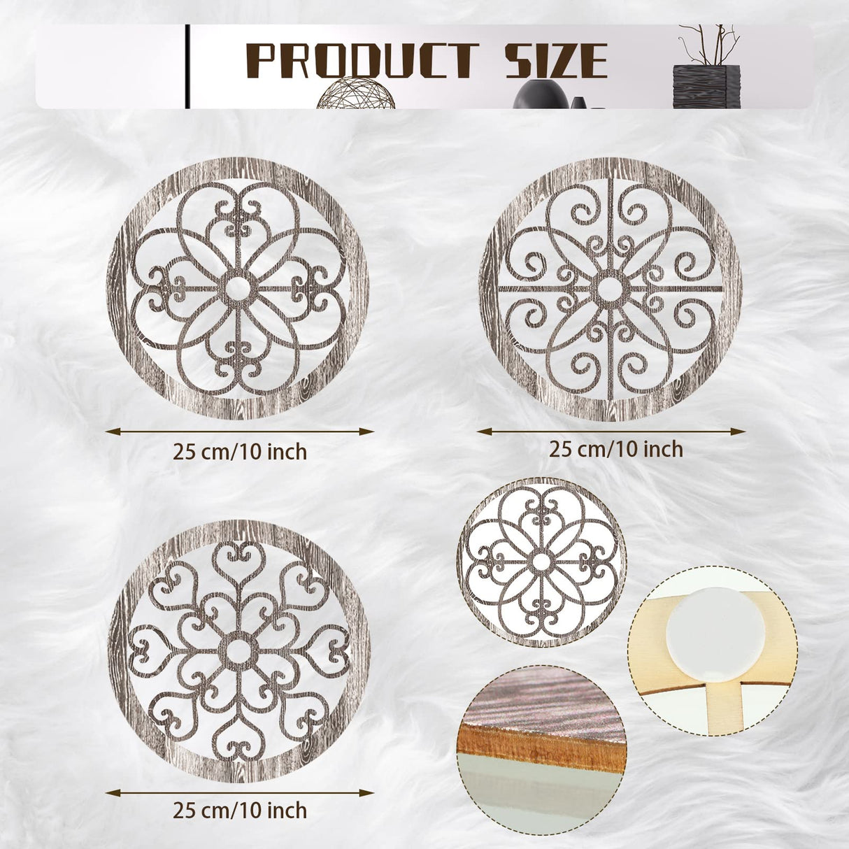 Blulu 3 Pieces Thicken Rustic Wall Decor Farmhouse Wall Art Decor Wood Hanging Decoration for Living Room Bedroom Home Indoor Outdoor Office(Popular Style) Blulu