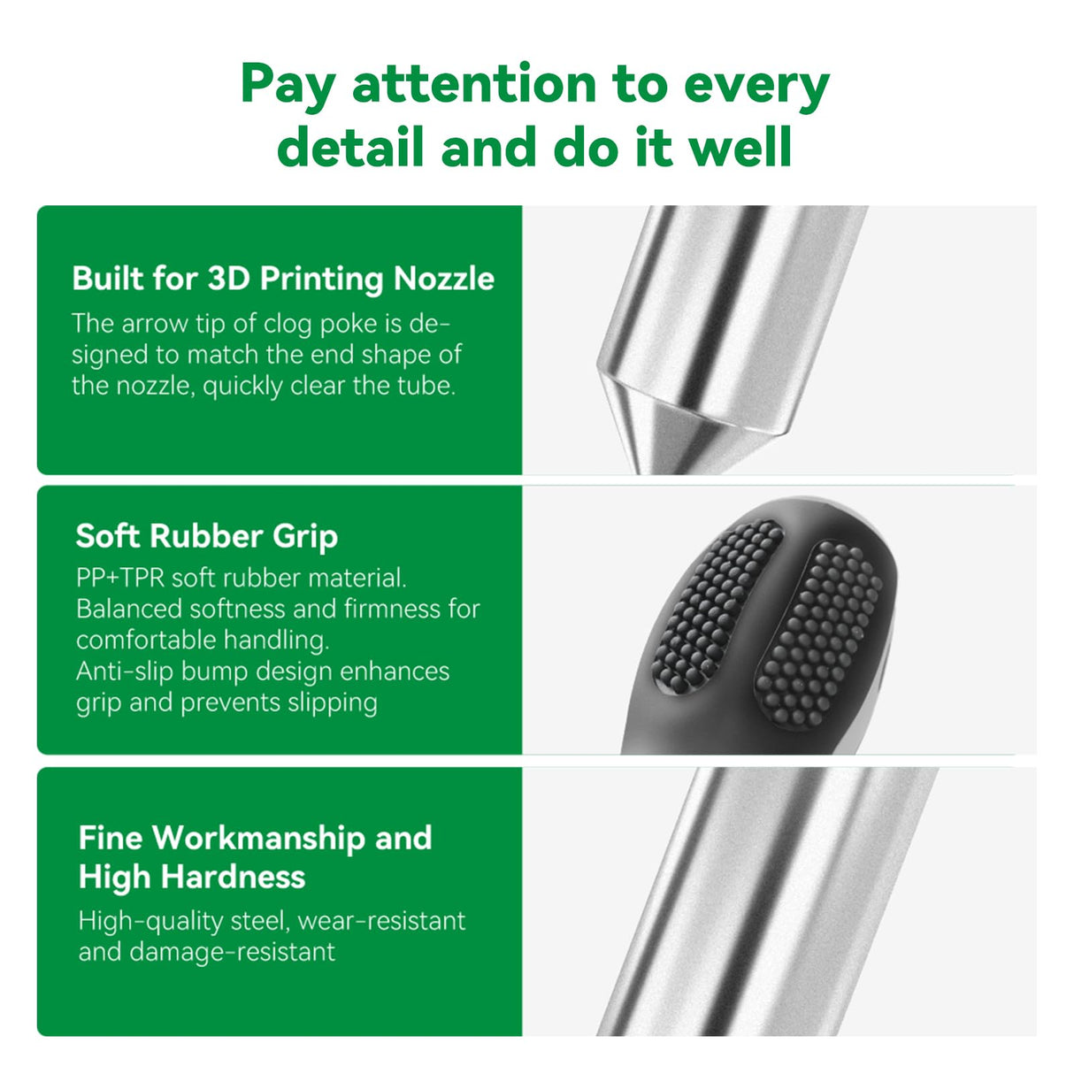 Creality Clog Poke,3D Printer Nozzle Cleaning Kit,Φ1.5mm L210mm Prolong Throat Piercing Needle 3D Printing Tool for 1.75mm Nozzles,Clean Hotend Without Disassembly Creality