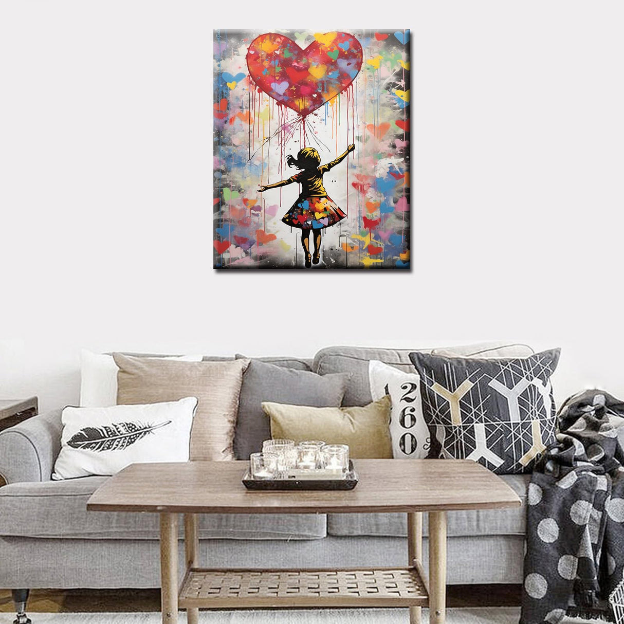 Tucocoo Love Balloon Paint by Number for Adults, DIY Digital Oil Painting Kits on Canvas with Brushes and Acrylic Pigment, Banksy Little Girl Street Artwork for Home Decor 16x20 inches (Frameless) Tucocoo